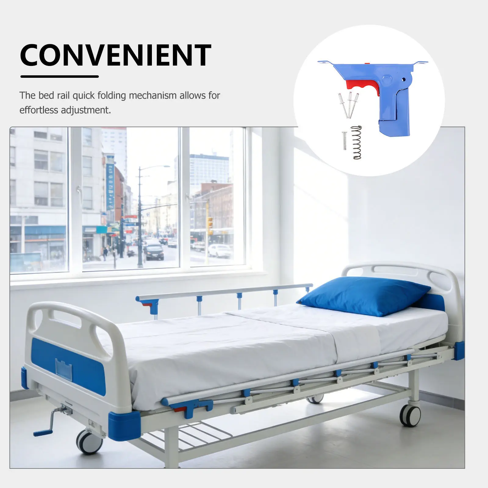 Adjustable Bed Rail Latch with Metal Release Button - alternate angle