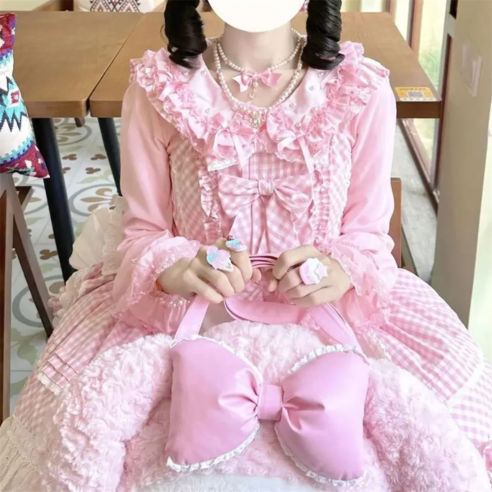 Long Sleeve Autumn Japanese Style Lolita Shirt Blouse Cute Doll Collar Bow Sweet Fairy Princess Tops Cute Casual Shirts Blusas