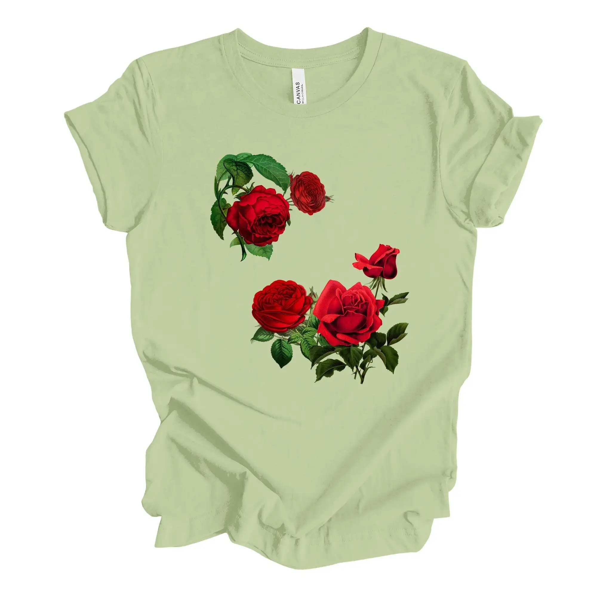 Red Roses T Shirt Pretty Design Premium Unisex 3 Color Choices 2X 3X 4X Plus Sizes Available