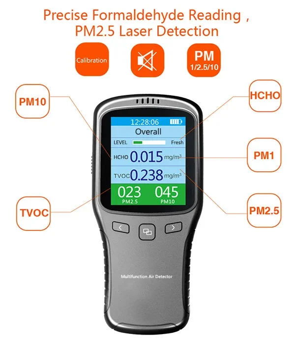중국 휴대용 대기 질 모니터, PM1.0 PM2.5 PM10, HCHO 포름알데히드 감지기, 대기 오염 계량기, 신제품