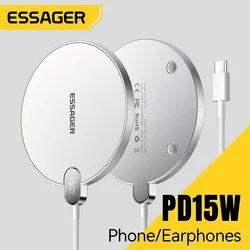 Essager 15W Wireless Charger LED Digital Display Fast Wireless Charging Pad For iPhone 16 15 14 Pro Max Samsung 23 Xiaomi Huawei
