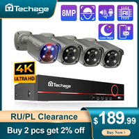 Techage 8CH 5MP 8MP 4K POE Camera System Two Way Audio Colorful Night Smart AI Face Detection CCTV Video Surveillance Clearance