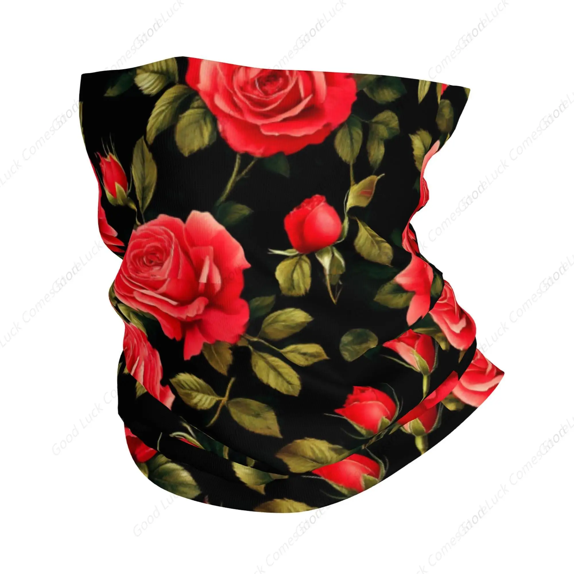 Flores florales, rosas rojas y negras, Bandana de tubo deportivo, polaina para el cuello para mujeres y hombres, mascarilla para el cuello, pañuelo para la cabeza, pelo rizado para dormir