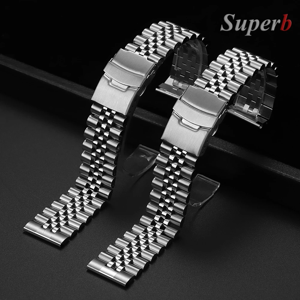 Straight End Stainless Steel Strap for Jubilee SKX007/009 Metal Watch band 18mm 19mm 20mm 21mm 22mm 23mm 24mm Bracelet