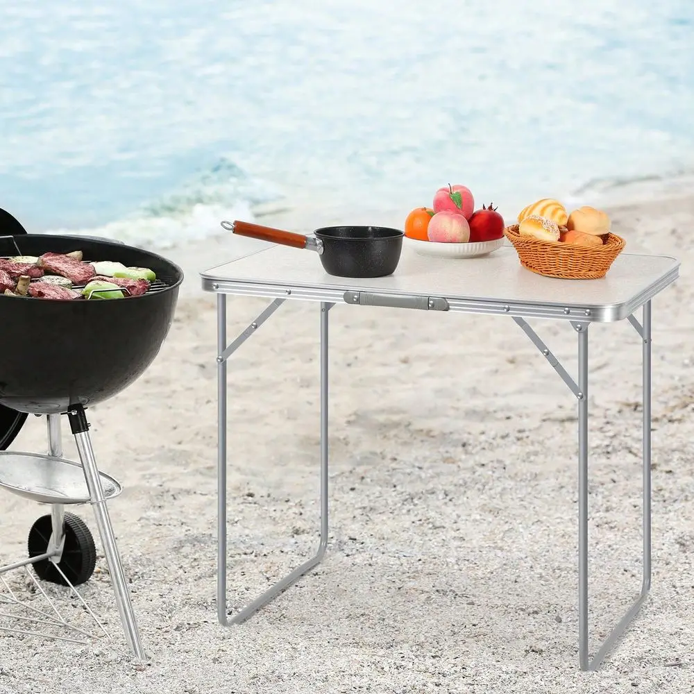 

1pc HeavyDuty Portable Folding Table, Aluminum Alloy Camping Picnic Barbecue Outdoor Indoor Use, 23.62 X 31.5 X 27.56inch, With