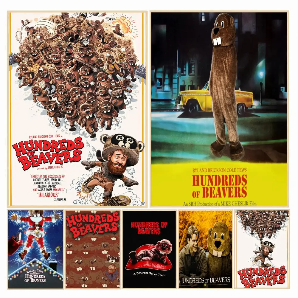 classic movie H-Hundreds of Beavers-S Poster Decorative Wall Art Sticker for Cafe Office Bedroom and Living Room