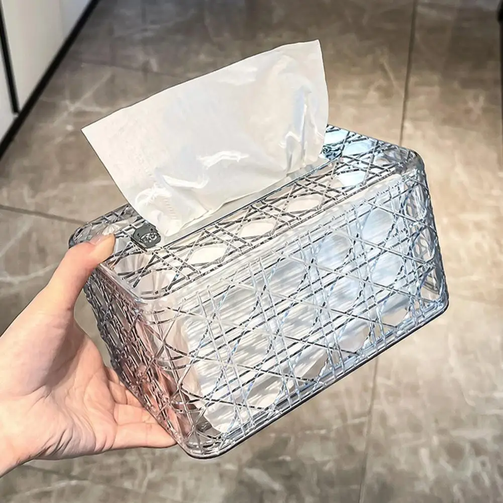 Tissue Holder Transparent Tissue Box Holder with Storage Compartment Lid for Anti-oxidation Moisture-proof Napkin Storage