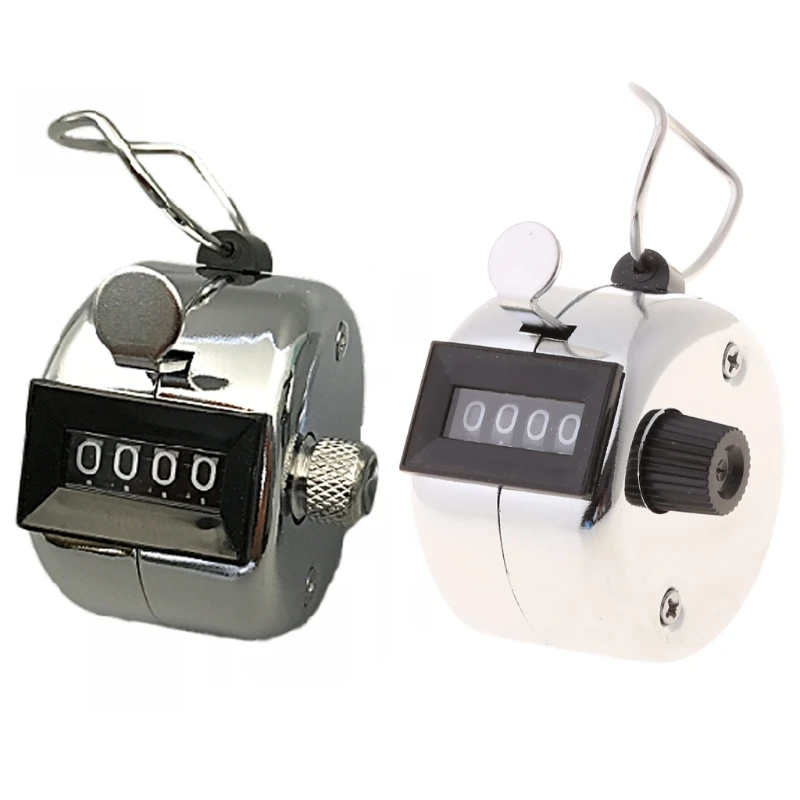 4-Digit Hand Tally Counters Mechanical Counter Metal Manual Clicker Stainless Steel Tally Counting 0-9999 Portable