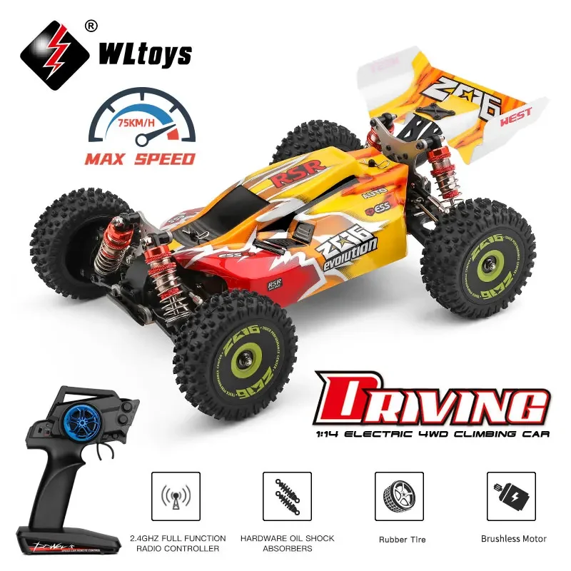 Гоночный автомобиль WLtoys 144010 144001 75 км/ч 2,4G бесщеточный полноприводный высокоскоростной внедорожник с дистанционным управлением Дрифт игрушки для детей