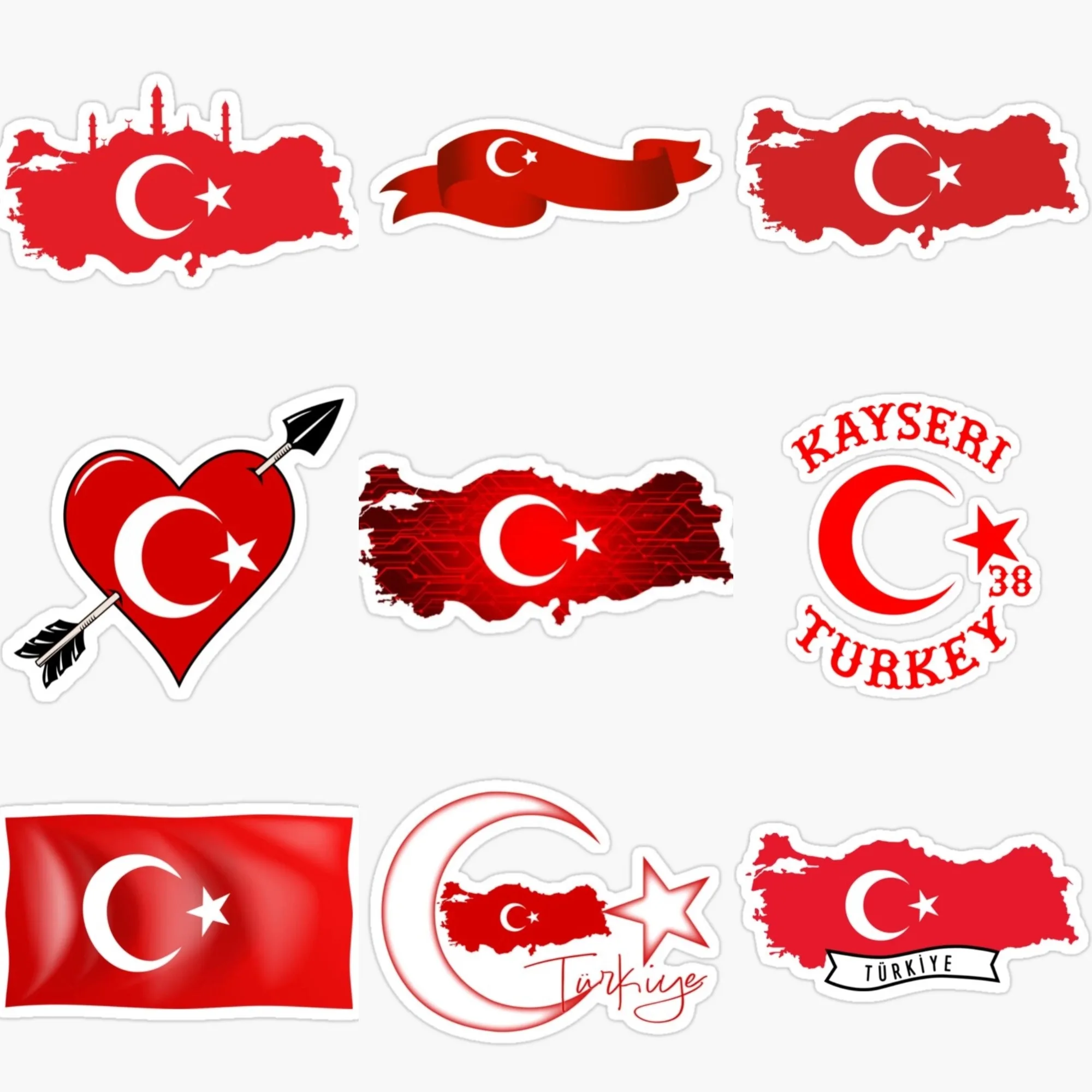 

Turkey TR Flag Map Moon Star National Emblem Creative PVC Car Sticker for Van Truck Fridge Window Wall Decal Accessories