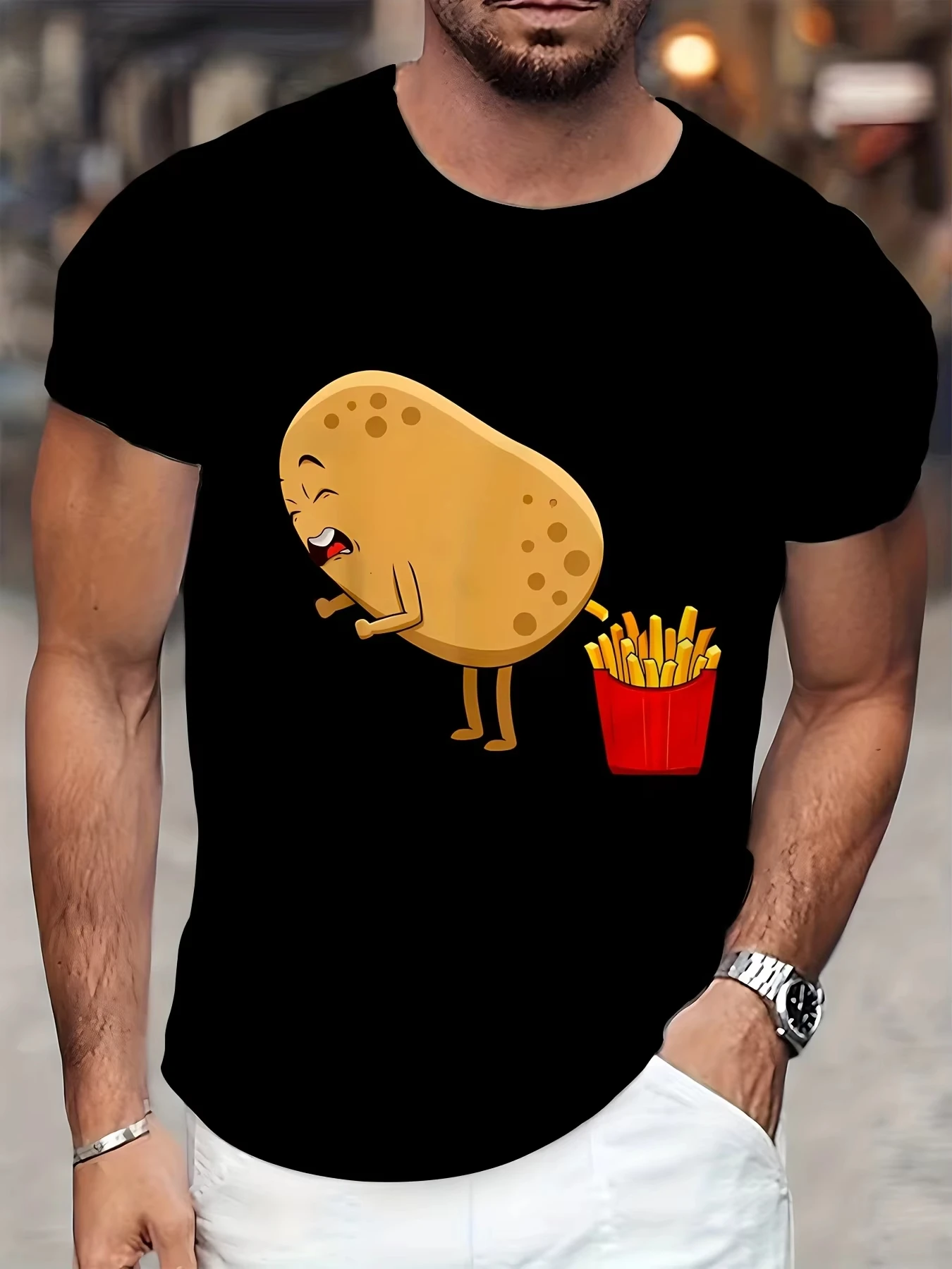 Las camisetas divertidas de verano para hombres y mujeres con patatas fritas nuevas y divertidas son perfectas para paseos de fiesta y calle.