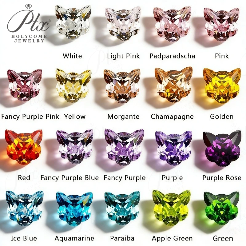 

Lucky Cat Cut 7x7mm Golden/White/Purple/Pink/Green/Ice Blue/Yellow Colors Cubic Zirconia Gemstones for Jewelry Making DIY Gift