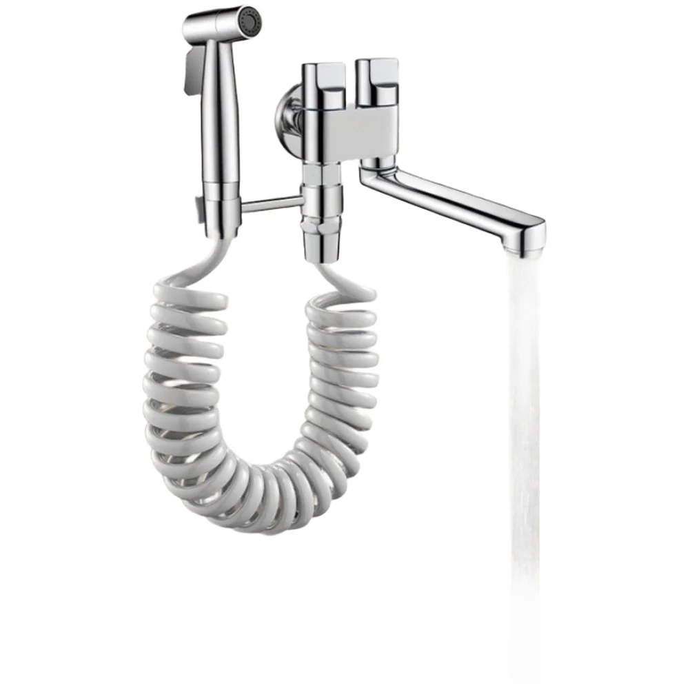 Stainless Steel Toilet Bidet Sprayer with Internal Air Pressurization Design and Extra Long 525cm Hose for Thorough Cleaning