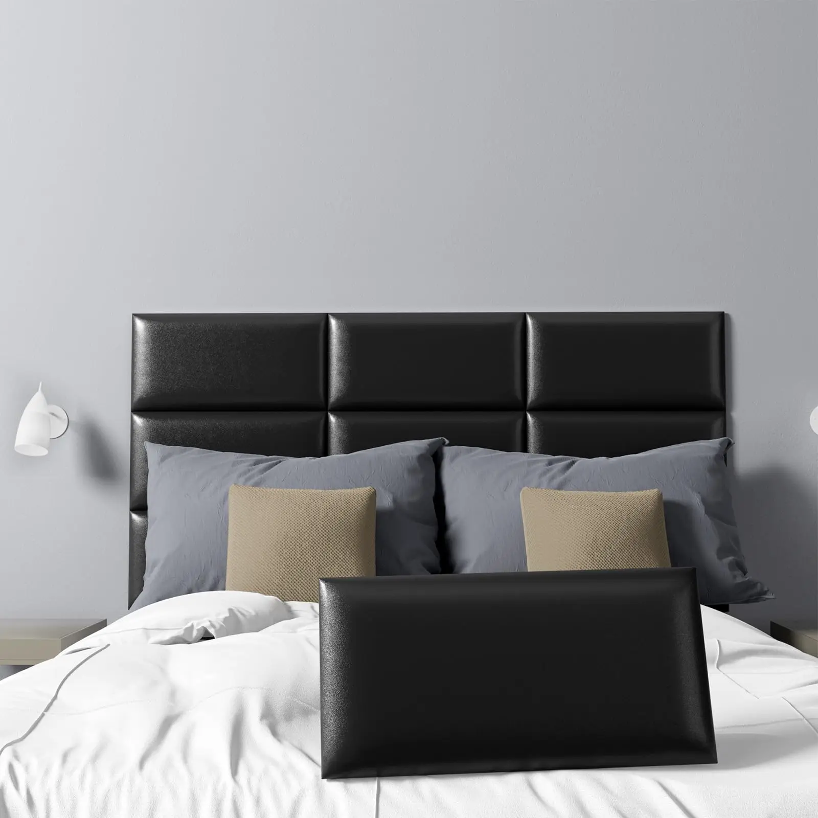 Panel Headboard untuk dinding, Peel dan Stick Queen Headboard berukuran 23.6 "x 11.8", 3D anti-tabrakan kedap suara panel dinding (9Panel)