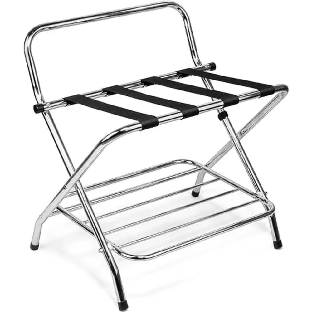 X-Shape Luggage Rack Single Tier Sturdy Metal Stand Shoe Organizer Guest Room Storage Stand