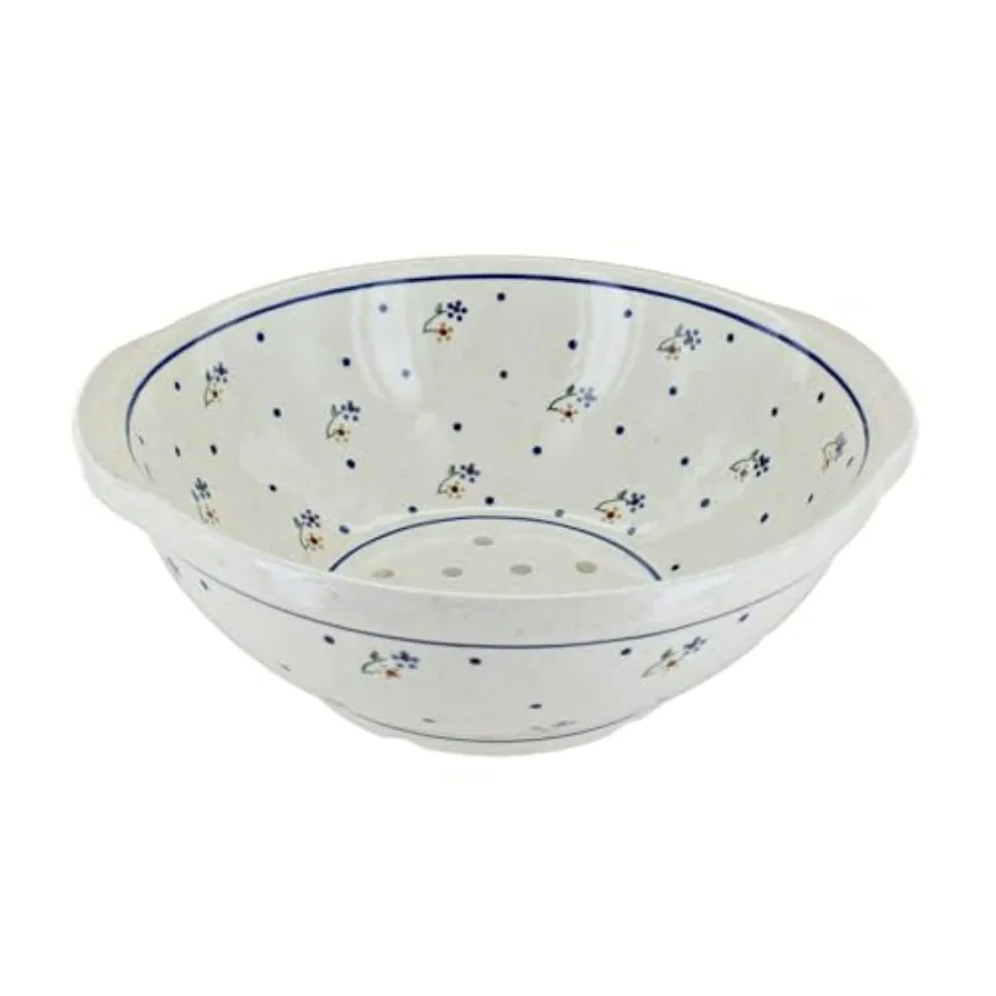 

Польская керамика — белый деревенский дуршлаг для луга — диаметр 9,5 дюйма — керамический кухонный фильтр для полировки керамики с ручной росписью и H