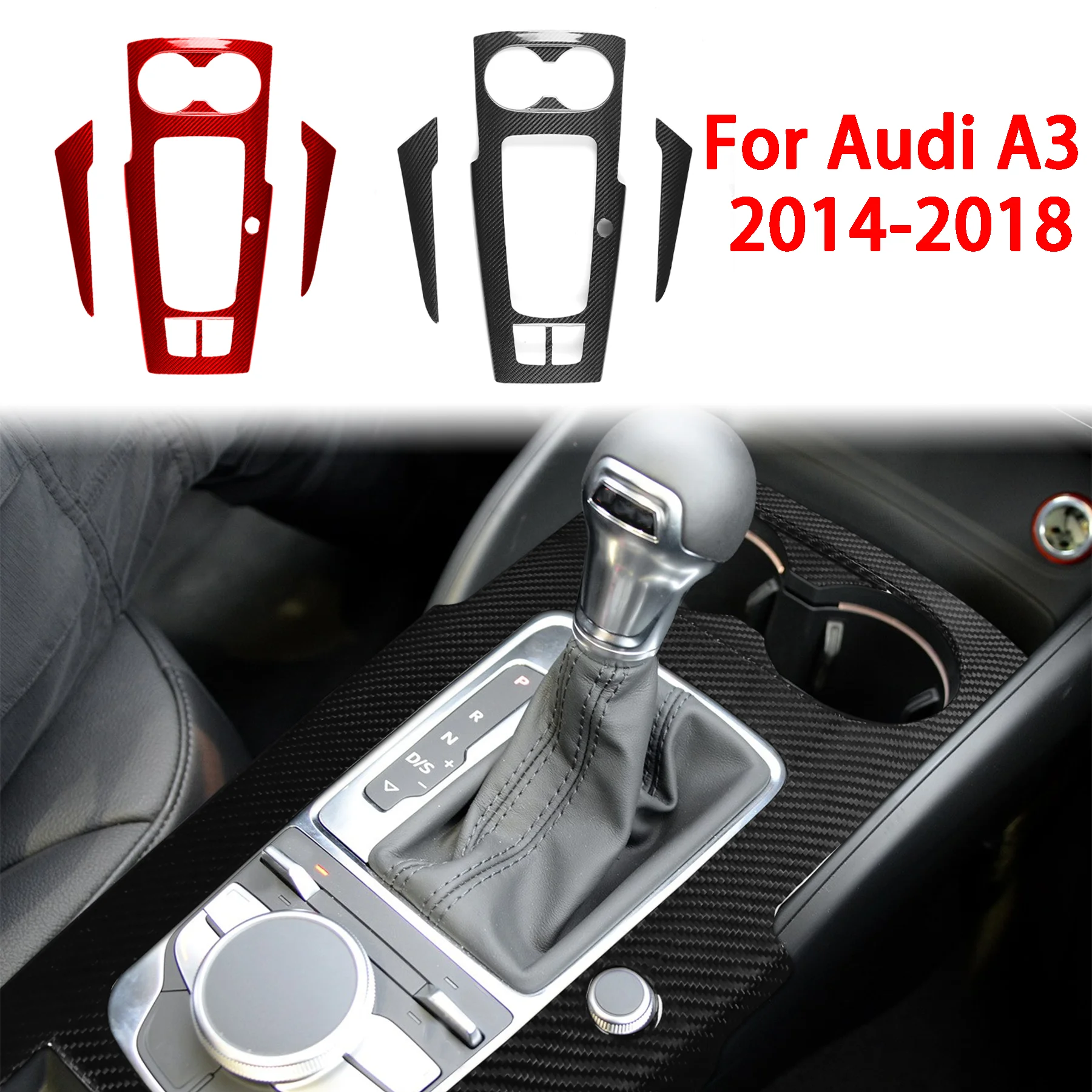 

For Audi A3 2014-2018 Real Carbon Fiber Central Control Gear Panel Decoration Car Interior Accessories Modification Stickers