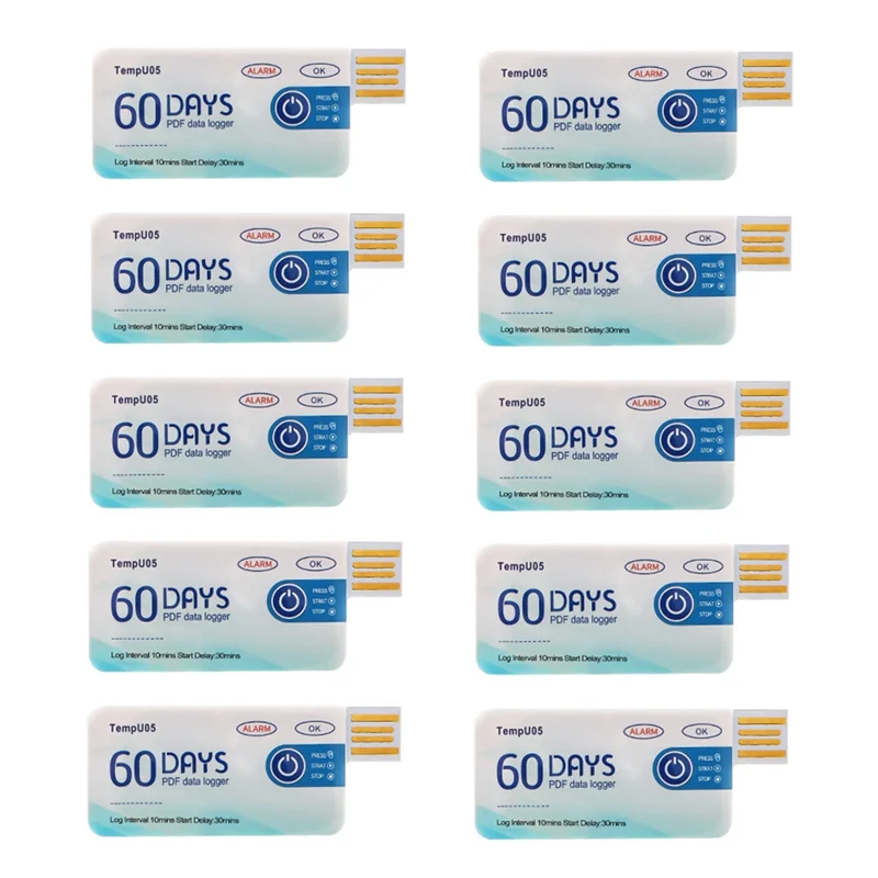 10 Pcs/Lot Tempu05 Temperature Data Logger Single Use 60 Days PDF Report USB Port Data USB Data Logger-Hot