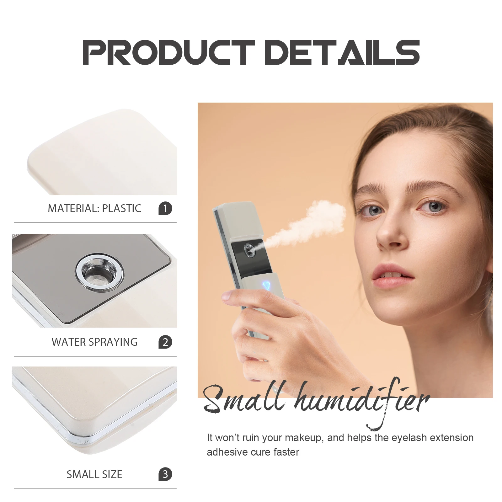 

Slide Spray Facial Mist Humidifier Moisturizing USB Makeup-friendly Sliding Face Mister Plastic