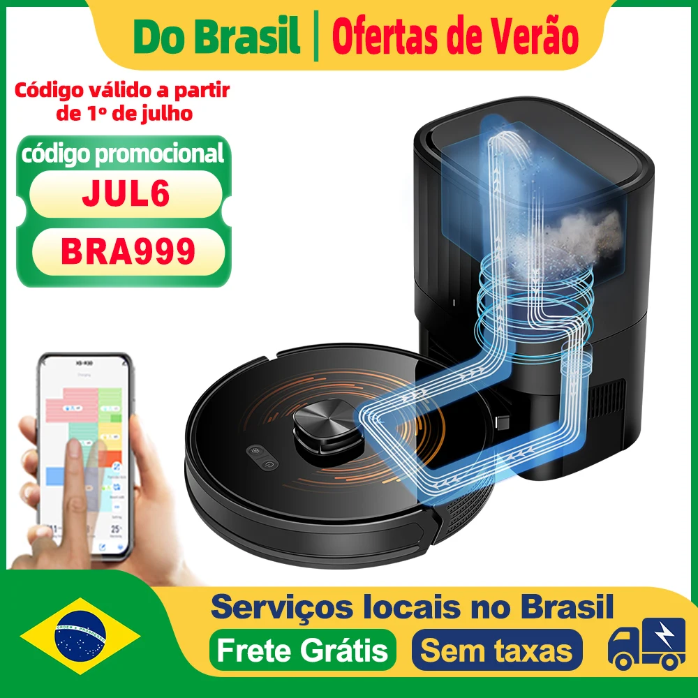 Robô Aspirador de Pó Abir K30 com Doca de Vazia Automática, Sucção 6500PA, Mapa - imagem 1