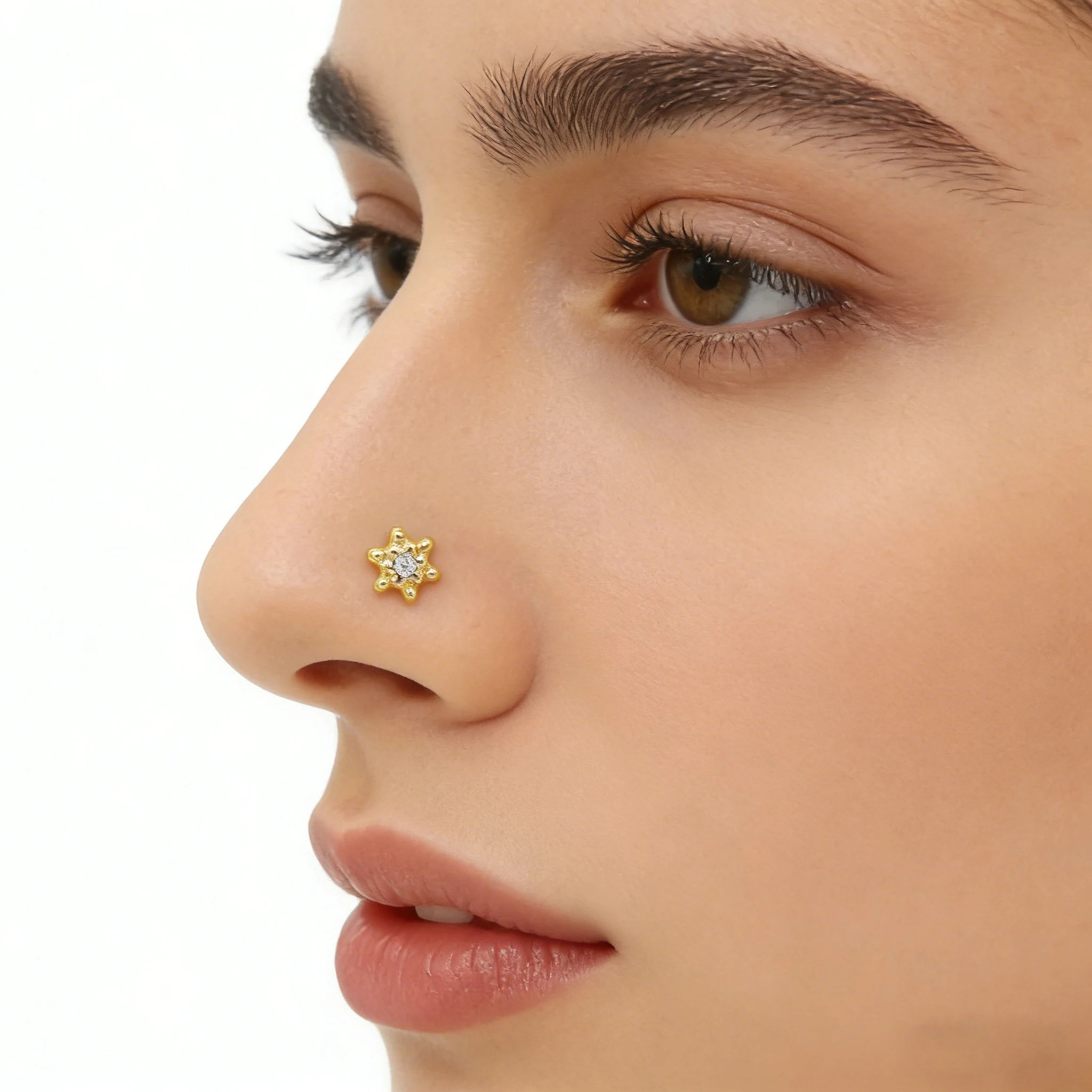 S925 Sterling Silver Snowflake Crystal Niche Nose Studs Piercing Aftercare Women Nose Nail Allergy-resistant Piercing Jewelry