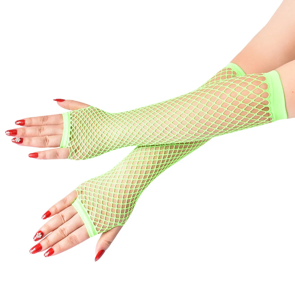 Gants en filet de pêche en maille élastique, mi-longs, Costumes de spectacle sur scène, accessoires de traînée, gants demi-doigt Sexy