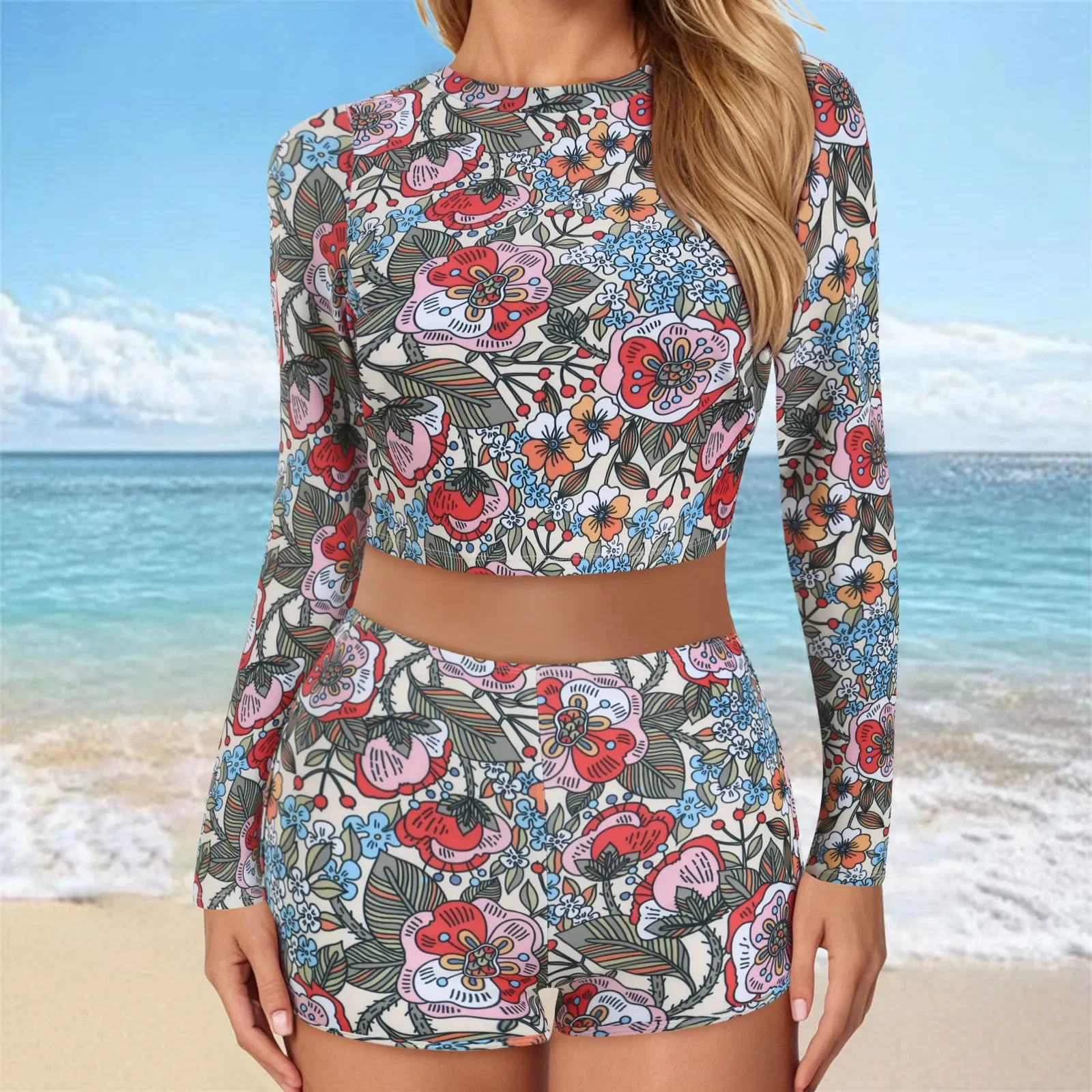 

Surf Bathing Suit Women'S Separate Sunproof Swimsuit Long Sleeved Design Swimsuits For Surfing Shorts Women Summer Outfits