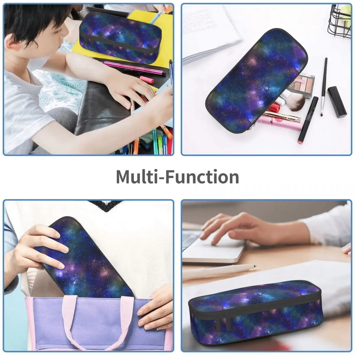 Galaxy Starry Print Pencil Case Moon Space Sky Large Cool Zipper Pencil Box Girls Boys Back to School Pen Organizer