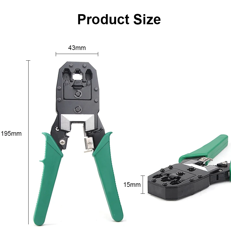 Network Cable Tester Pratical Series Green RJ11 RJ45 Crimping Tool Crimping Pliers CrimpTool for 6P 8P OMAY