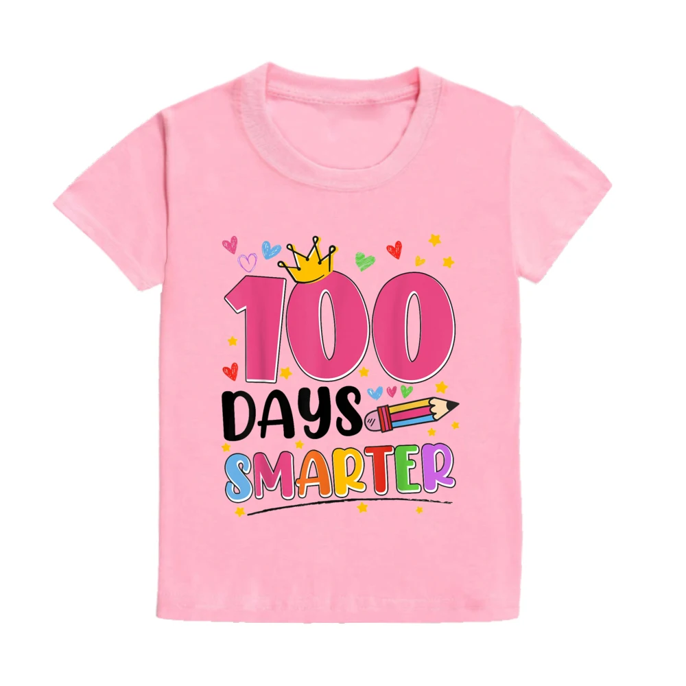 Toddler Little Boys Girls 100 Days of School T-Shirt 100 Days Brighter School Celebration Student Funny Graphic Shirts
