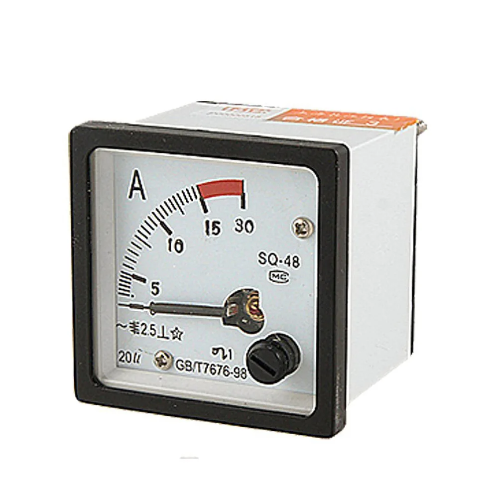 SQ48 Analog AC Current Panel Meter Ammeter 0-15A Gauge White +