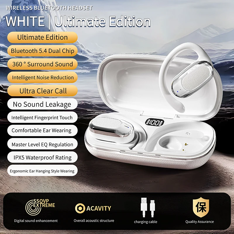 

2025NEW Bluetooth 5.4 OWS Earhooks Wireless Headphones Running Game Gaming Y7 TWS Headsets HIFI Voice Call HiFI Stereo with Mic