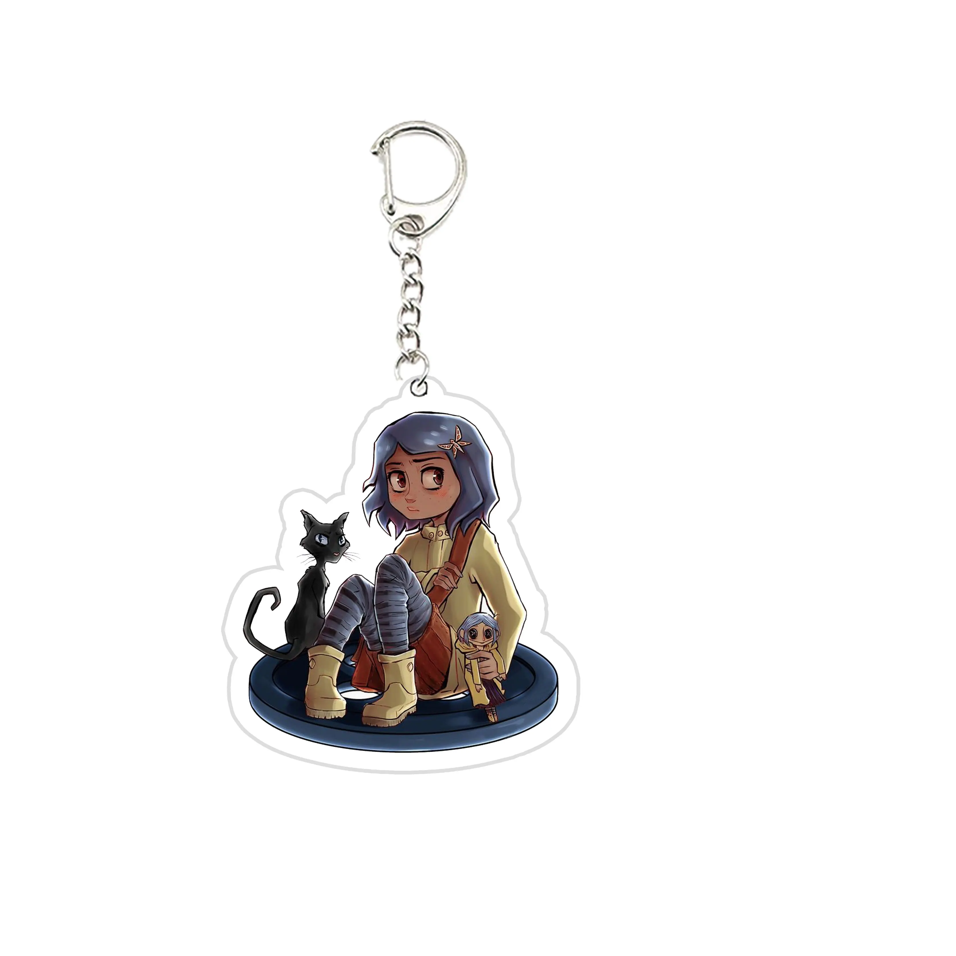 Anime Coraline Key Chain Key Ring Keychain for Accessories Bag Acrylic Pendant Coralines Keyring Chains Jewelry Student Gifts