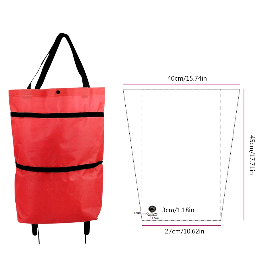 Shopping Trolley Bag with Wheel Portable Foldable Tote Bag Shopping Cart Grocery Bags Waterproof High-Capacity for Camping Trip