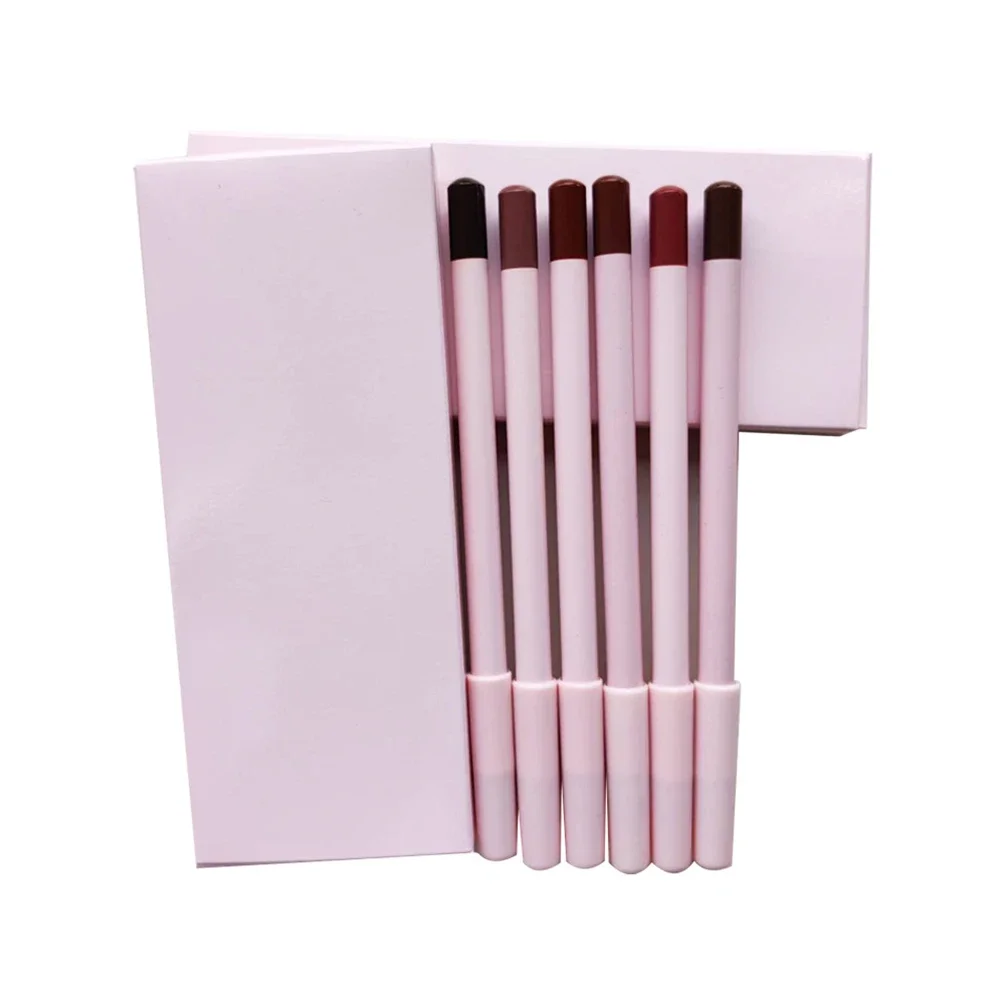 Private Label 6-teiliges Lipliner-Set mit individuellem Logo, Pigment, langlebig, nicht verblassend, samtig, matt, langlebig, wasserfest, Make-up-Großhandel