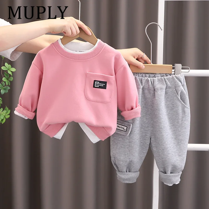 

Toddler Boys Outfits 2025 Fall Baby Boy Clothes 1 To 5 Years Casual Solid Color Long Sleeve Hoodies and Pants Kids Tracksuits