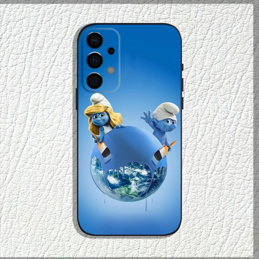 Anime Cartoon S-Smurfs Phone Case For Samsung Galaxy A13,A21s,A22,A31,A32,A52,A53,A71,A80,A91 Soft Black Shell