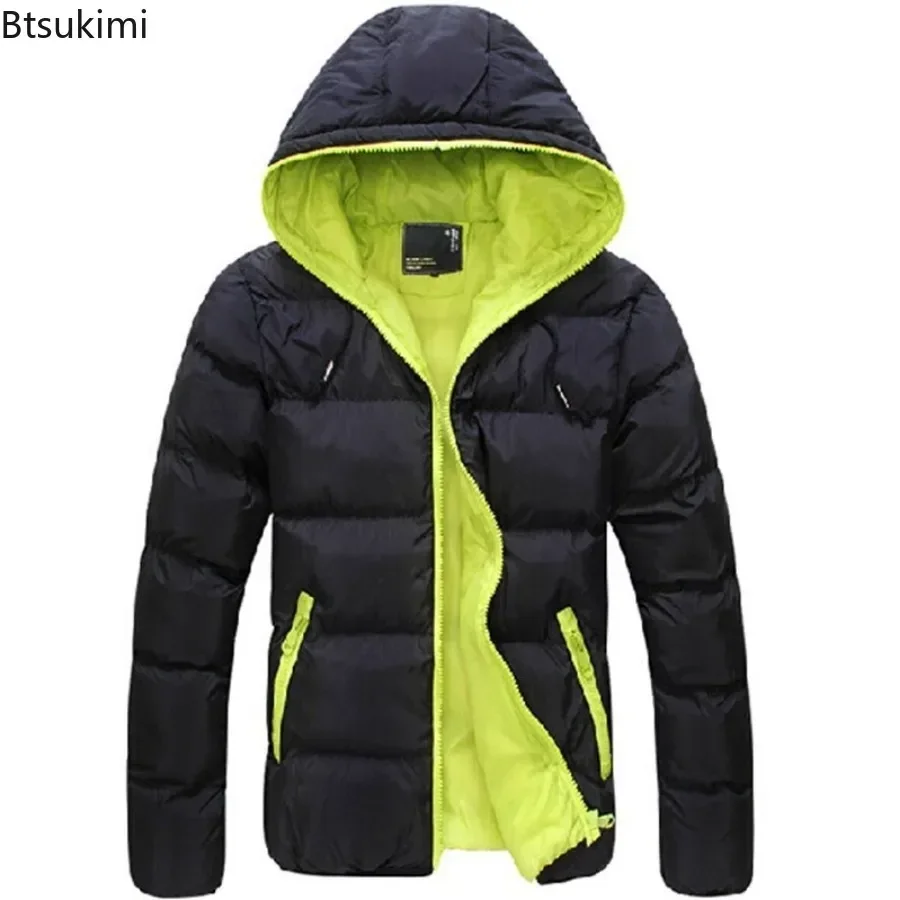 2024 Men\'s Warm Hooded Coats for Winter Thermal Jackets Men Outdoor Windbreaker Windproof Outwears Casual Jacket Men Clothing