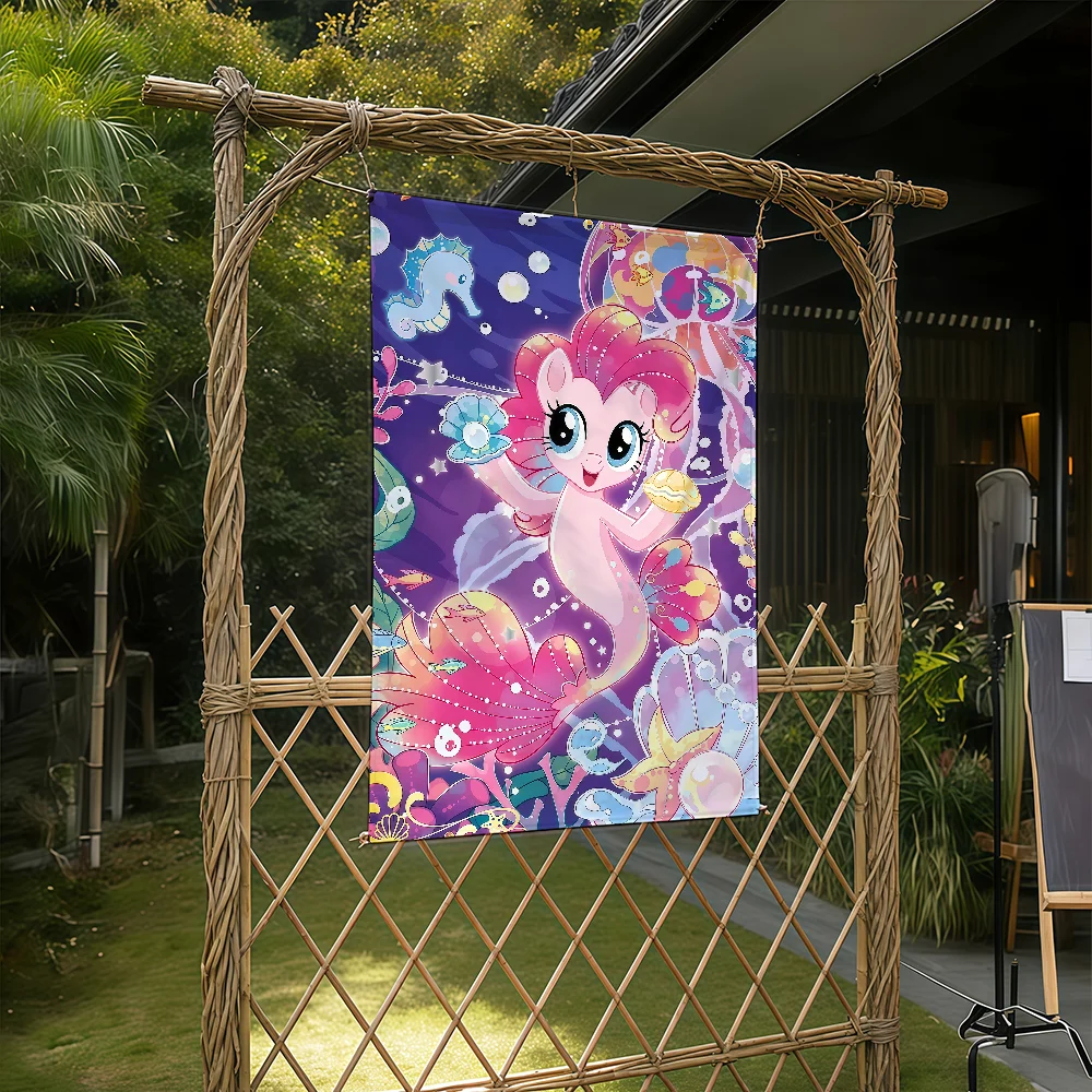 HZB Cartoon My L-LittleS P-PonyS Flag Outdoor Large Welcome Yard Banner Home Garden Lawn Decoration