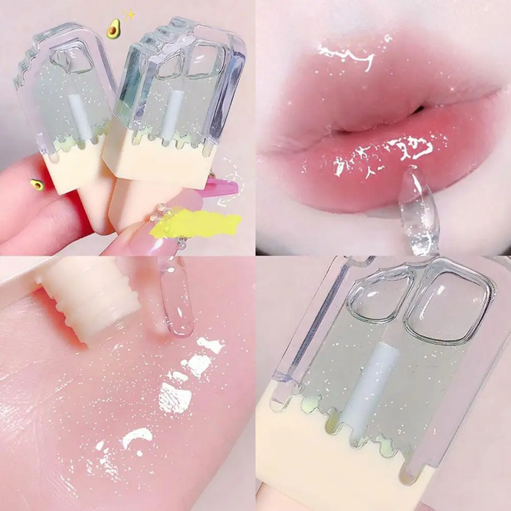 Lovely Popsicle Lipgloss Colorless Glitter Lipgloss Glass Moisturizing Crystal Glaze Lipstick Jelly Lip Oil Makeup Lipgloss Y2L5