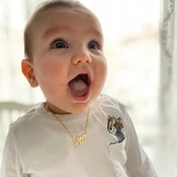 Custom New Born Baby Name Necklace Boy Girl Jewelry Stainless Steel Personalized Gold Color Nameplate Pendant Women Necklace