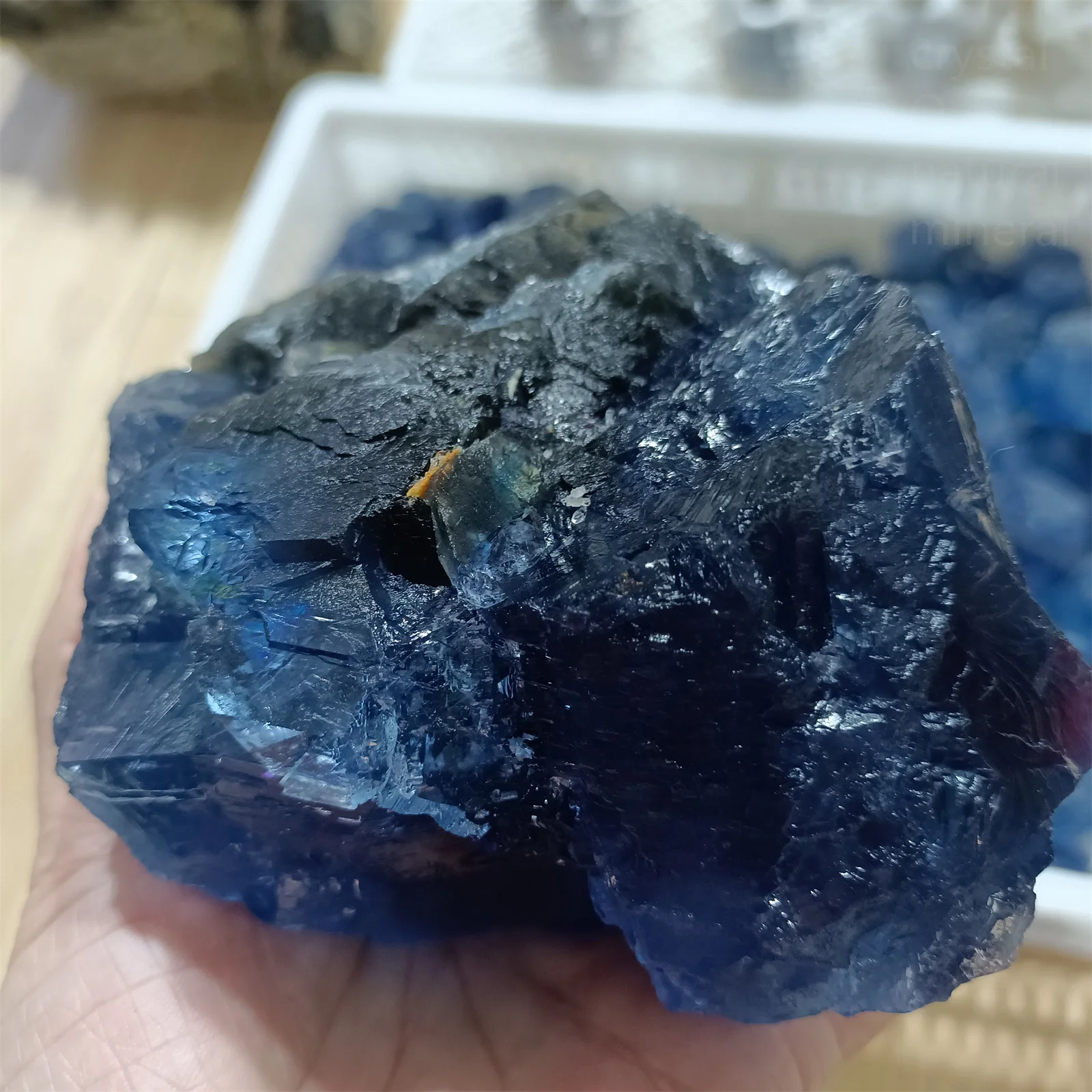 

Natural Blue Fluorite Rough Ore Quartz Crystal Mineral Specimen Reiki Treatment Home Degaussing Decoration Meditation Gem Gift