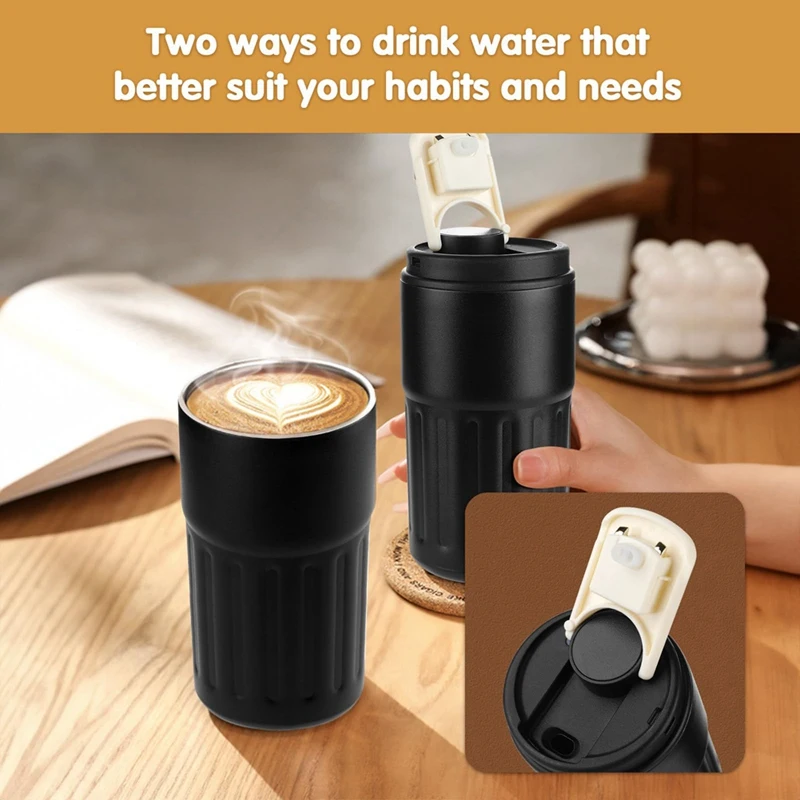 Coffee Mug Digital Display Bottles 410Ml Stainless Steel Mug Insulated Vacuum Thermal Mug Leakproof Travel Mug