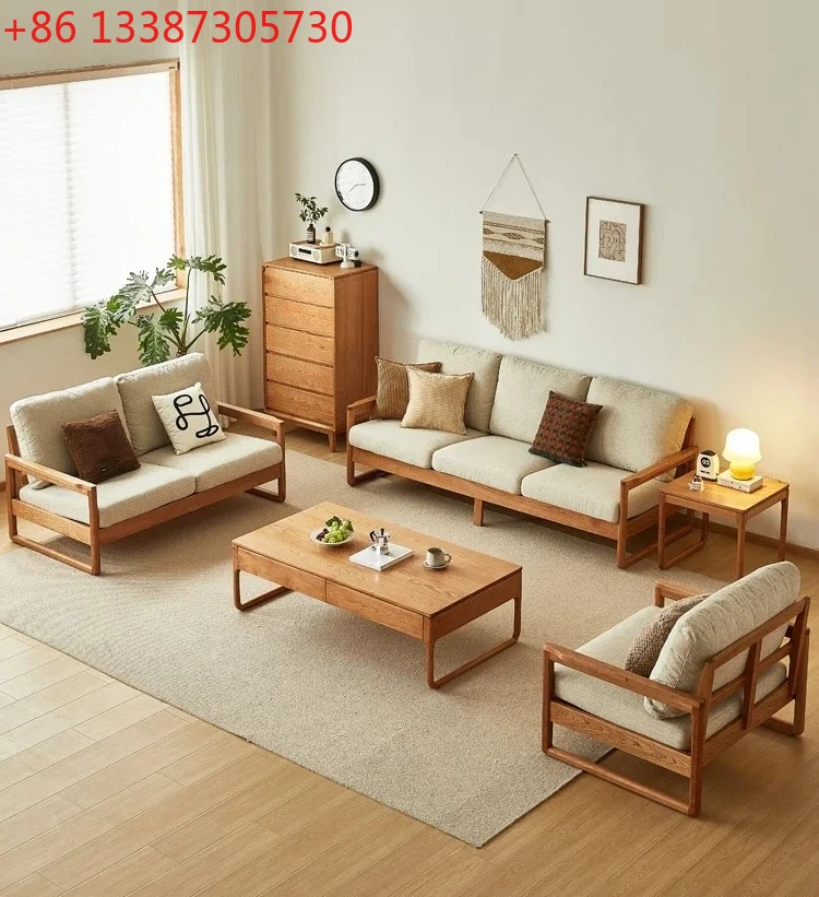 

Скандинавский край из массива дерева, несколько диванов для гостиной, боковой шкаф, простой маленький журнальный столик из вишневого дерева4567