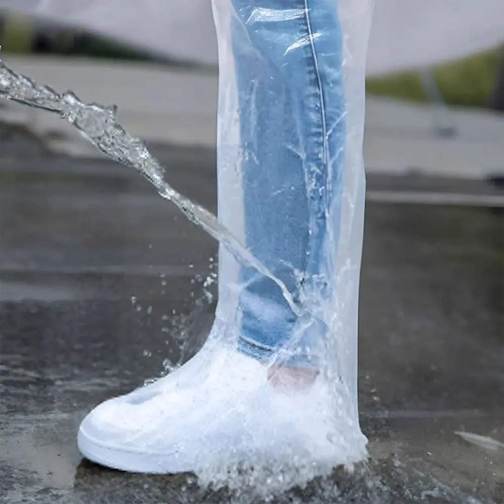 5pairs Transparent Disposable Rain Boot Covers Thickened Non-slip Foot Wrap Rainpants Oil Resistant Waterproof