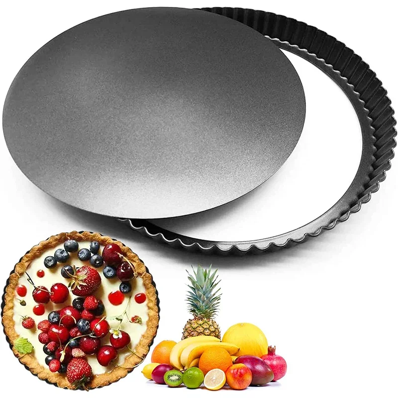 Non-Stick Tart Quiche Flan Pan Molds Pie Pizza Cake Round Mould Removable Loose Bottom Fluted Heavy Duty Pie Pan Bakeware