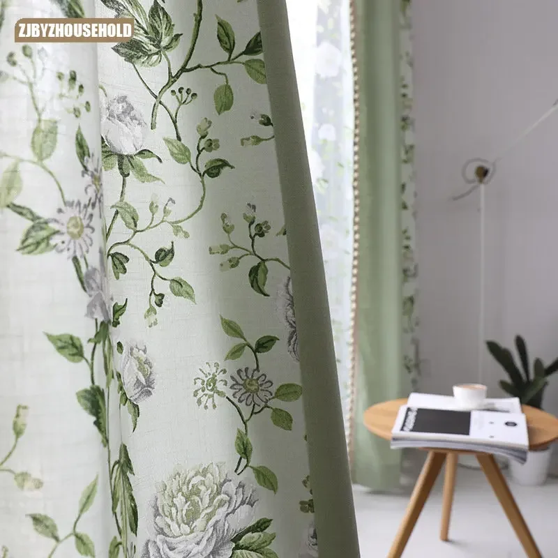 

Idyllic Leaves Blackout Curtains for Living Dining Room Bedroom Cloth Small Black Balcony Curtain Cloth Wholesale