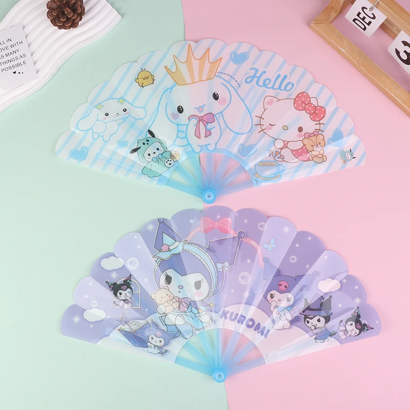 Cute Cartoon Anime Sanrio Kuromi My Melody Cinnamoroll Seven Fold Fan Przenośny letni składany wentylator Prezenty dla dzieci i studentów