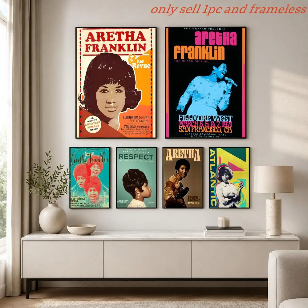 Queen of Soul A-Aretha Franklin Poster Print Home Living Room Bedroom Entrance Bar Cafe Art Painting Decora