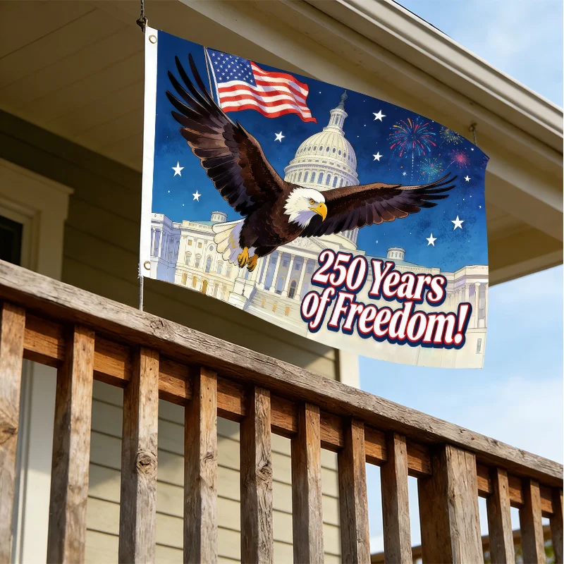 250 Years Of Freedom Flag Bald Eagle Capitol Artworks Polyester Outdoor Decoration Holiday Yard Decors